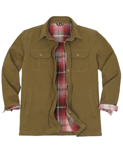 Image of ZENTHACE Men's Full Flannel Lined Shirt Jacket, Heavy Washed Rugged Cotton