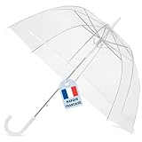 ☂️ POIGNNÉE BLANCHE EN FORME DE U : En forme de U et de couleur blanche, la poignée de ce parapluie automatique et transparent est parfait pour avoir l’air d’une mariée angélique ou encore pour faire de belles promenades romantiques