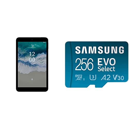 Image of Nokia T10 | Android 12 | 8-Inch Screen | Tablet | US Version | 4 /64GB | 8MP Camera | Ocean Blue + Samsung EVO Select Micro SD-Memory-Card + Adapter, 256GB (2022)