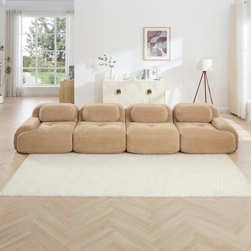 Image of Corduroy Modular Sectional Sofa, Oversized Cloud Couches for Living Room