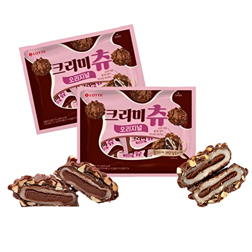 クリーミーチュー 176gx2個 チョコレートとピーナツでコーティング 餅パイ 韓国のお菓子のサムネイル