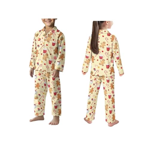 Family Pajamas Set for Daily or Holiday Wear Loose V-Neck Button Down Washable4