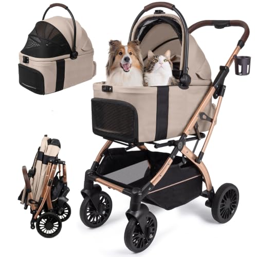 Small Dog Stroller, 5-in-1 Foldable Pet Stroller for Small Dogs Cats