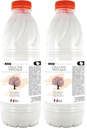 ALIX – Colle PVA Vinylique Blanche 1kg - Idéal Travaux Manuels et Loisirs Créatifs Dès 3 ans – Rentrée Des Classes - Fabrication Française (Lot de 2)