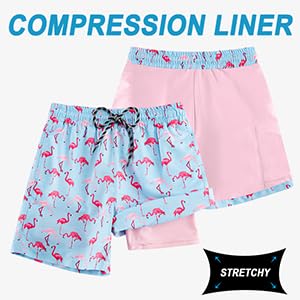 Image of Cozople Boys Swim Trunks Compression Liner Swim Shorts Quick Dry Bathing Suit with Boxer Brief Swimwear 2-20T