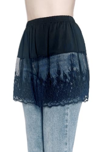 Image of Vanrose Jan Womens Lace Shirt Extender See Through Lace Underskirts Layering Half Slip Clothing Accessories