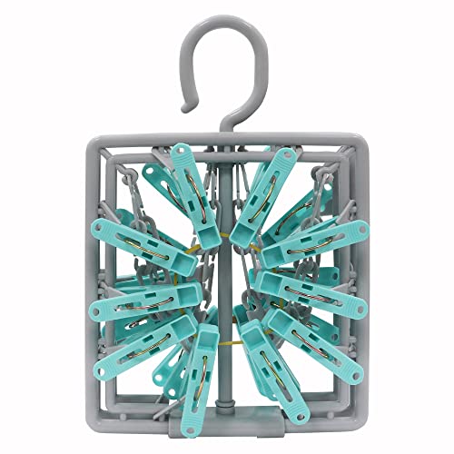 JVL Folding Sock Dryer Complete with 20-Piece Clothes Peg, Aqua, Grey, White, One Size, 19-291 - Image 3