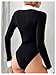 SweatyRocks Women's Long Sleeve Collared Shirt Bodysuit Zip Up Leotard Deep V Neck Slim Fit Tops Black Large