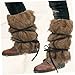 MAGICLULU 2PCS Viking Leg Wraps Warm Faux Fur Boot Covers for Men and Women Unisex Costume Accessories Stylish Furry Leg Warmers with Straps Versatile for Cosplay and Fashion