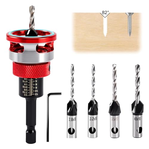 Brocas Avellanadoras, Taladro Avellanador, Fresa Para Madera, Broca De Fresada Con Tope De Profundidad Ajustable De Aluminio Con Varilla Hexagonal De 1 5 Cabeza