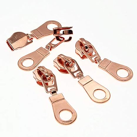 Leekayer 50PCS #5 Rose Gold Pulls for Nylon Coil Zippers Metal Zipper Sliders for Jacket Luggage Purses Bags Bulk(Rose Gold) Brass Slider for Zipper