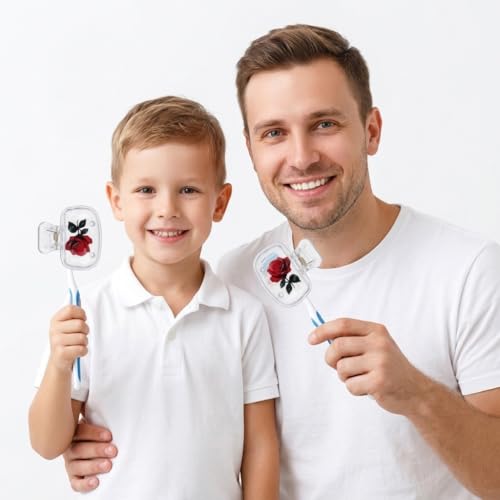 Image of HASTHIP 4 Pack Travel Toothbrush Covers Clear Toothbrush Protector Clips with Rose Pattern Ventilated PP Tooth Brush Case for Home Bathroom Traveling