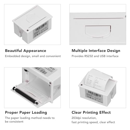 Image of Embedded Thermal Receipt Printer 58mm, 80mm / s Print Speed with USB and TTL Serial Port, 203dpi Line Thermal Printing for Text, Barcodes, and Kiosks