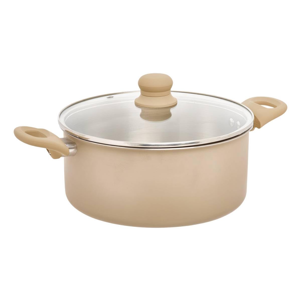 Faitout d24cm 5five Solstice beige grand volume pour cuisiner sans attacher