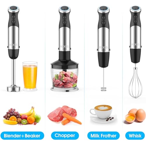 KOIOS Upgraded Immersion Blender Handheld, 1000W 12-Speed 5 in 1 Hand Mixer Stick Blender with 304 Stainless Steel Blade,Food Processor,Beaker,Egg Whisk&Milk Frother,Non-BPA,Smoothies Purée Baby Food - image 2