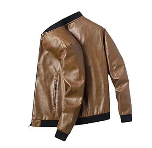 Blouson bomber en cuir pour homme coupe ajustée orange taille L