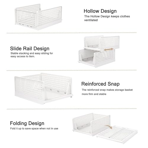 Image of Heart Home Pack of 3 Storage Organizer | Wardrobe Organizer | Cloth Organizer | Foldable Shirt Stacker Box for Almirah | Closet Storage Basket | Large | White & Gray & Ivory
