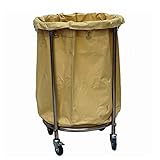 nul Générique Chariot de Camping Pliable à roulettes, Chariot de Camping Portable, Chariot de tri de Linge Rond pour hôtel avec 4 Roues roulantes, Chariot de Nettoyage Portable pour la Collecte et Le tri