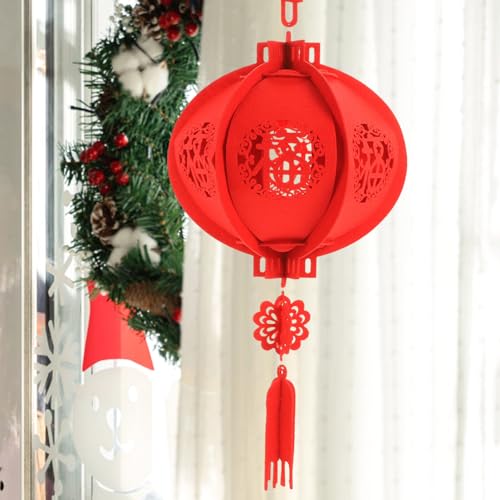 2 Stücke Chinesische Laterne Filz Rote Laterne Segen Glück Laterne Chinese New Year Lantern Rote Lampion für 2023 Neujahr Frühlingsfest Hochzeit Party Deko Hängende Dekoration – Bild 2