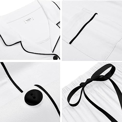 Image of SWOMOG Womens Button Down Pajamas Set Short Sleeve Sleepwear Bride Soft Pj Lounge Sets XS-3XL
