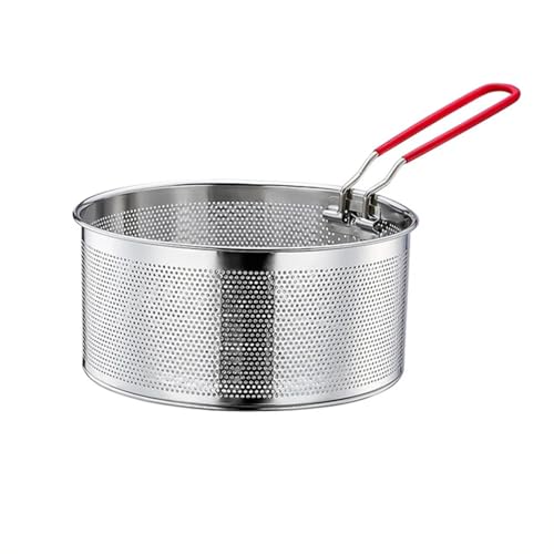 Frittierkorb, Edelstahl Nudelkorb, Fritteusenkorb mit Langem Griff, für Topf Rund Lebensmittel Siebkorb (20 CM)