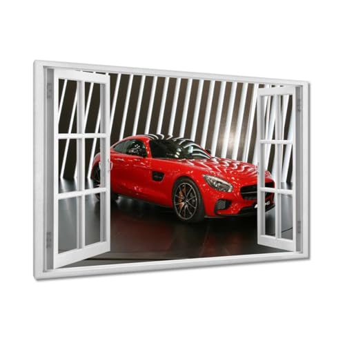 Tableau voiture de sport rouge toile imprimée 90x60cm cadeau idéal homme