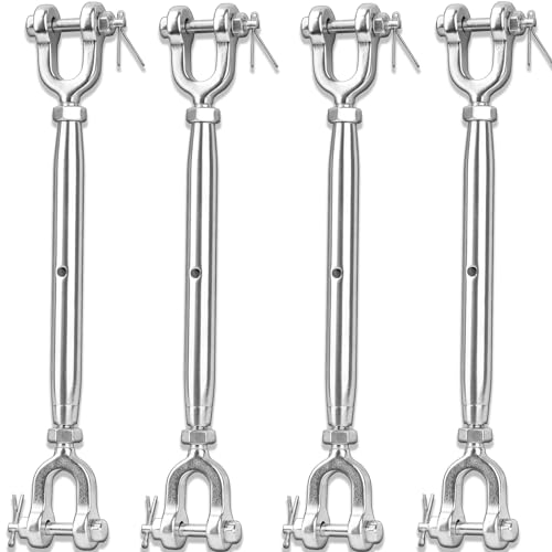 4PCS Tensores Quijada 1/4" (M6) Acero Inoxidable 304, Cable de Acero 3/16" de 100 pies con Abrazaderas y Cabezales miniatura 2