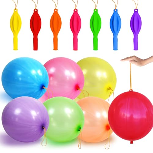 LEEZZIZZ 30Pcs Punch Balloons, Thickened Neon Punching Balloon Heavy Duty Party Favors for Kids with...
