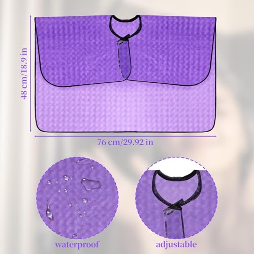 Image of Shower Cape Cover Lanyard for Mastectomy Drain Holder, Waterproof Shower Cape, Purple Post-Mastectomy Must Haves Shower Garment Lanyards Bulbs Management Rope Clips