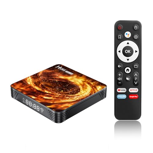 Android 14.0 TV Box 4K@60FPS Android Box 4G RAM 32G ROM RK3528 Smart TV Box 8K HD Streaming Media Player Resolución UHD 2.4GHz 5.0GHz Dual WiFi6 HDR10 BT5 10/100M LAN Enternet Bluetooth Control remoto