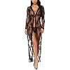 BESDEL Sexy dameslingerie, doorzichtige nachtkleding, lange kanten jurk, kimono, cardigan