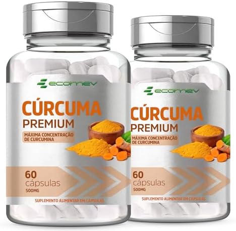 2 Potes Curcuma Longa 100% Curcumina Pura 500Mg 120 Cápsulas Ecom...