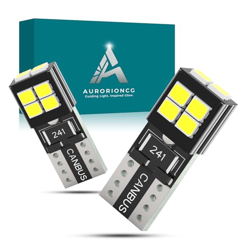 AURORIONCG 2PCS T10 Bombillas LED 12V Blanco Bombilla W5W Luz Interior Luces de Matrícula 210LM 6500K