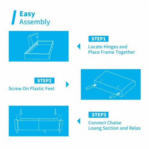 Mjkone Modern Convertible Sectional Couch With Ottoman, L Shaped Sleeper Sofa, 3-Seater Modular Sofa With Solid Wood Legs For Living Room, Beige #TOP5