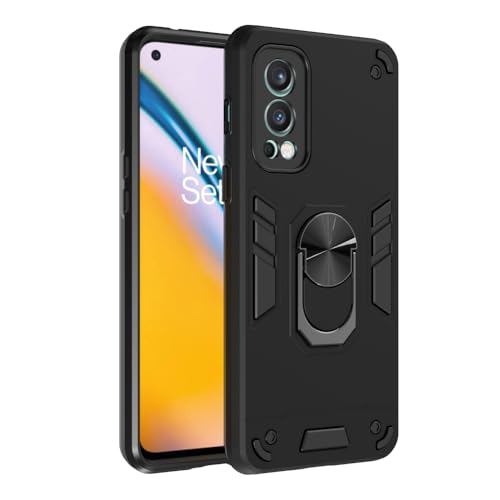 Image of Armor OnePlus Nord2 5G Defender Case | Rotating Ring Holder & Kickstand in-Built | Military Grade Armor | 360 Degree Protection Back Cover for OnePlus Nord2 5G (Black)