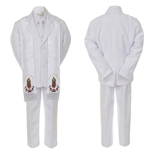 Image of Baby Boy Communion Formal Suit Gold Guadalupe Maria Virgin Mary on Stole SM-20