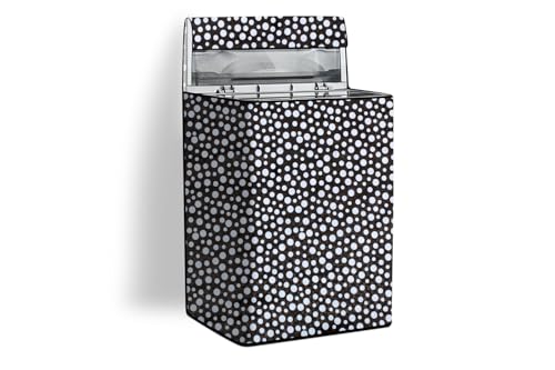 Image of Stylista Washing Machine Cover Compatible for Godrej 6.2 Kg Fully-Automatic Top Loading WTA 620 CI, Polka Dot Pattern Black
