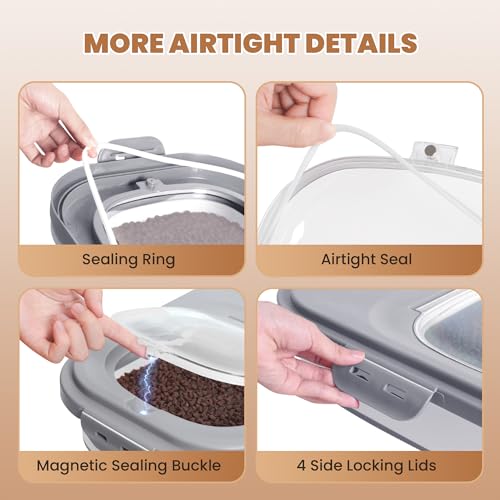 Image of 15-23 LBS Dog Food Storage Container Airtight, Collapsible Pet food Storage Container,Cat Food Storage Container for Pet Food,Rice Flour, Scoop and Small Container