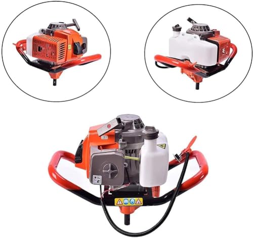 Image of 72cc Post Hole Digger 2-Stroke Petrol Gas Powered Earth Digger with 3 Auger Drill Bits (3 inch 5 inch & 8 inch) + 2 Extension Rods(24 inch & 24 inch) for Farm Garden Plant