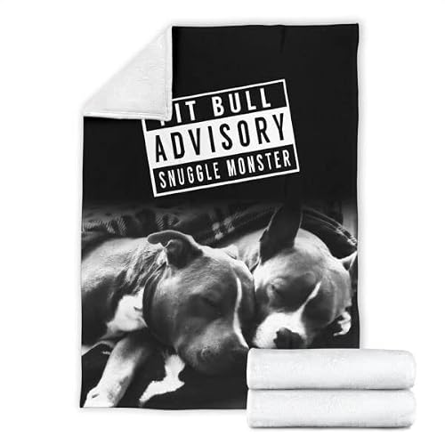 Personalized Pitbull Lovers Blanket, Black Pitbull Throw Blanket Sherpa Fleece New Year Christmas Decor For Home Fuzzy Plush Blanket Soft Microfiber Women Men Kids Soft Warm Fluffy Throw Blanket #TOP2