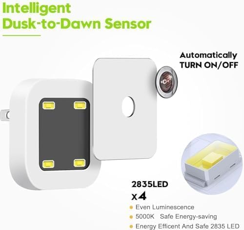 Image of LED Night Light with Motion Sensor, Smart Automatic ON /Off, 0.5W Energy Saving, White Plug-in Lamp for Bedroom, Hallway, Stairs, Kitchen, Bathroom (01)