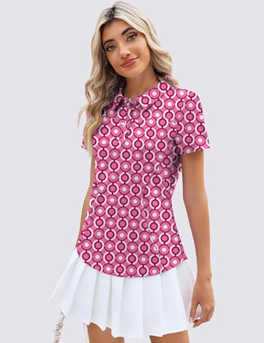 Image of TFSDOD Womens Golf Polo Shirts Collared Short Sleeve T Shirt Lightweight Moisture Wicking Polo Casual 3 Buttons Outfits