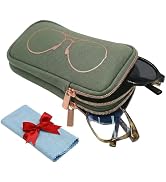Thalirene Double Glasses Case Neoprene Pouch Soft Eyeglass Sunglasses Cases With Cleaning Cloth