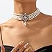 fxmimior Women Bridal Vintage 1920s Layered Tassels Rhinestones Pearl Shiny Choker Necklace Fashion Gold Simple Necklaces for Women (Gold)