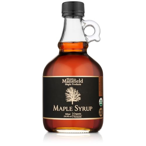 Mansfield Maple Certified Organic Pure Vermont Maple Syrup Grade A Dark Robust, 500Ml Glass Bottle