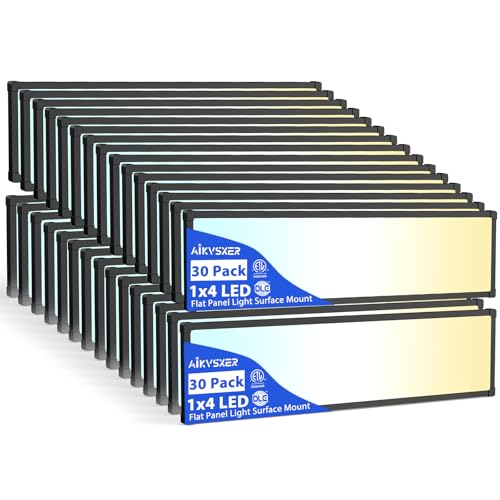 Image of AIKVSXER 30Pack 1x4 LED Flat Panel Light, 6500LM Ultra-Bright, 30-50W Black