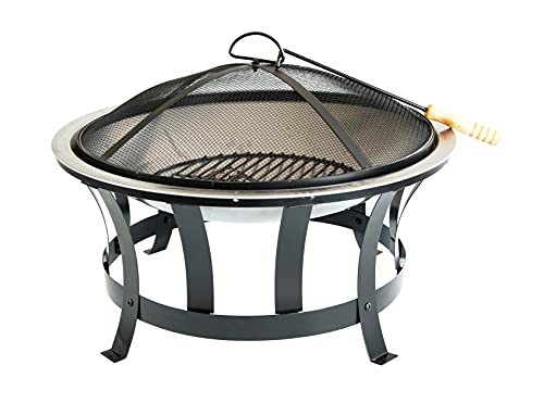Feuerstelle Ø 75 cm Edelstahl | Hakenfunken, Feuerschale, Feuerkorb, Garten | Multifunktional für Outdoor Camping Versorgung mit Rundform (DF-FS3030-C) – Bild 6