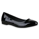  stiefelparadies Klassische Damen Ballerinas Flats Leder-Optik Lack Glitzer Schleifen Ballerina Übergrößen Schuhe 131698 Schwarz Lack 39 Flandell