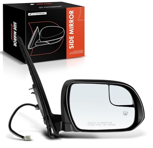 A-Premium Passenger Side Power Door Mirror - Compatible with Toyota Sienna 2015-2020 - Heated Manual Folding Black Smooth Outside Rear View Mirror w/Blind Spot Glass by A-Premium - Used condition - US$39.72
