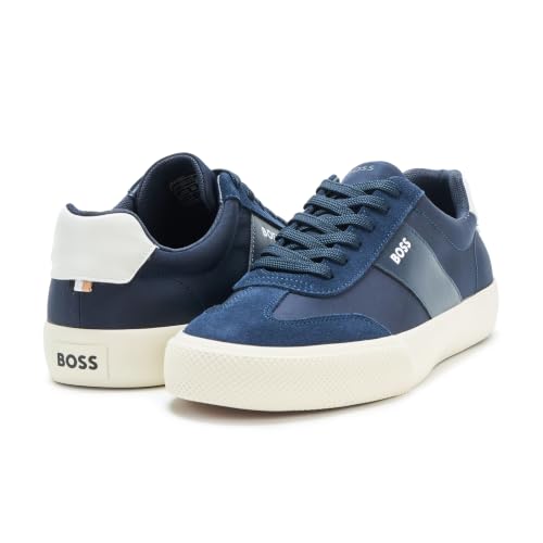 Image of BOSS Men's Aiden Logo Block Leather Low Top Sneakers